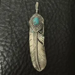 新品未使用 SAAD サード 真鍮縄ターコイズ付シルバーフェザー 