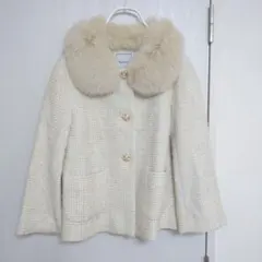 アナトリエ 取り外し可能ファー　ノーカラーショートコート　ツイードジャケットのサムネイル