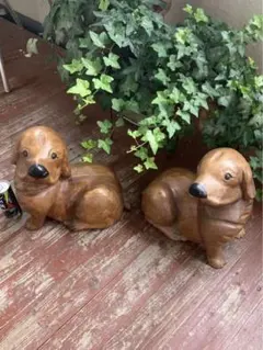 犬の置物　木彫り　アンティーク