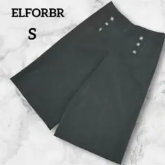 【エルフォーブル】ワイドガウチョパンツ キュロット S 7部丈ブラウン カーキ