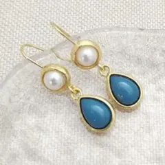 No.565-A 琉球ガラス☆星の砂・ホヌ(亀)☆ピアス・イヤリング(ネイビー