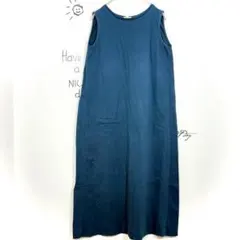 アースミュージック&エコロジーブルー ノースリーブ ワンピース(F)コットン