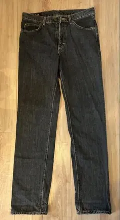 Lee 02010 ブラックデニム日本製 牛革パッチ チェーンステッチ