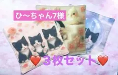 ひ〜ちゃん7様 ハンドメイド　猫柄　ガーゼハンカチ　３枚セット　ハチ❤️