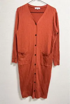 NATURAL BEAUTY ロングカーディガン　リブカーディガン　M