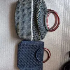 グレー系 編み物ハンドバッグ２個セット