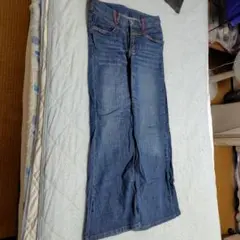 ダークブルー フレアデニムパンツ