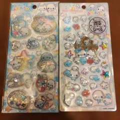 あわわちゃん光るジュエルプチドロップ、スパンコールパーティーシール2枚セット