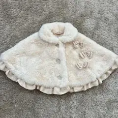 petit main フリーサイズ　フリル付きポンチョ クリーム色