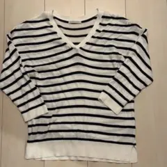 Te chichi ボーダー ニット セーター 薄手 五部袖・七分袖 白 黒