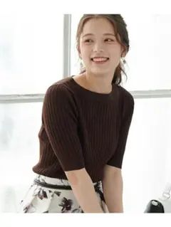 ROPE' PICNIC ブラウン 半袖リブニット