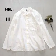 MHL.│コットン長袖シャツ 白 ナチュラル 丸襟