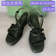モードエジャコモ ディッシイ クロスベルトフラットサンダル ブラック23.5cm