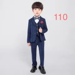 ネイビーウィンドウペン柄スーツセット 6点【新品未使用】