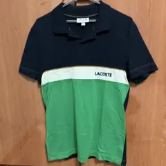 LACOSTE ネイビー/グリーン ポロシャツ US Sサイズ（Mサイズ）