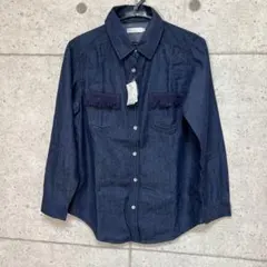 （新品未使用タグ付）フリンジ付きダークデニムシャツ