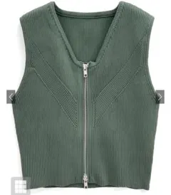 ダブルジップノースリーブニットトップス