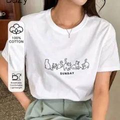 SHIEN Dazy 猫グラフィック Tシャツ ホワイト
