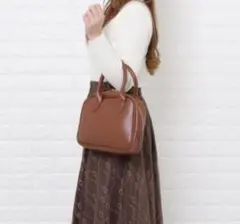 特価❕スクエア 2way ミニ ボストンバッグ ショルダー 茶 母の日