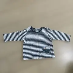 familiarストライプ 長袖Tシャツ 車の刺繍