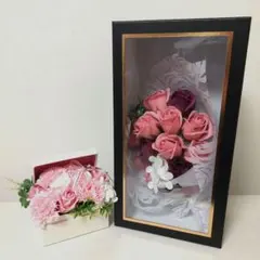 ソープフラワー　シャボンフラワー　２種セット　ブーケ　ボックス　ピンク　ギフト