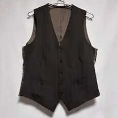 メンズ フォーマル ベスト ジレ ブラウン ストライプ フリーサイズ