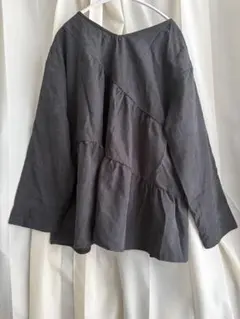 ダークグレー ティアードデザイン 長袖チュニック サイズONE