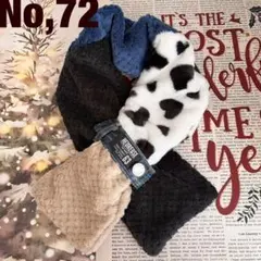 No,72ふわふわ軽い　マフラー　ハートファー　ネックウォーマー　デニムリメイク