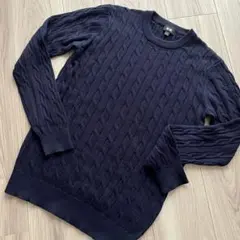 ユニクロ コットンカシミア ケーブルセーター　ネイビーS 男女共用