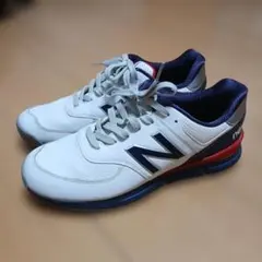 New Balance 574 ゴルフシューズ ホワイト/ネイビー/レッド