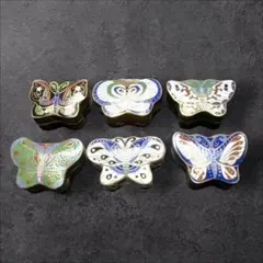 七宝焼 蝶文 小物ケース ジュエリーケース 香合 中国 6個セット