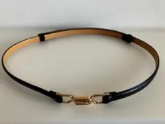 黒 本皮　細ベルト ゴールドバックル　ブラックレザー