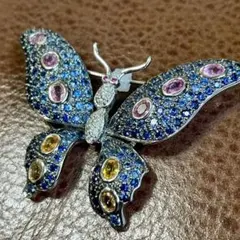 18K 750天然サファイア ダイヤモンド蝶モチーフ ブローチ美品 - メルカリ