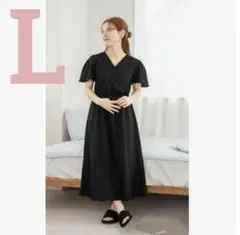 tal.by yumi しまむら　ルームワンピース　ブラック　L ルームウェア