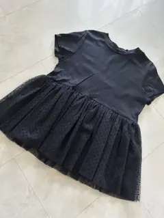 トレフルプラスワン　ドットチュールペプラムトップス　黒のサムネイル