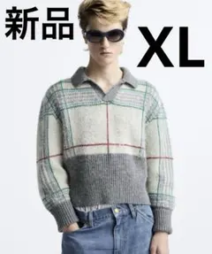 新品　XL ZARA Harry Lambert ジャガードニットポロシャツのサムネイル