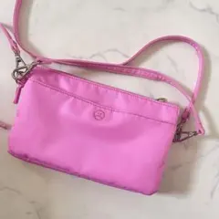 wcj 2WAYショルダーバッグ★3連ポシェット　ニコ刺繍　ピンク
