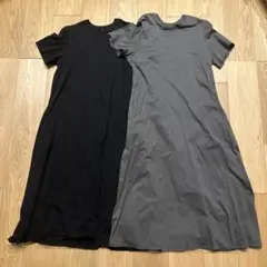 UNIQLO 半袖シャツワンピース 黒 グレー Lサイズ 2色セット