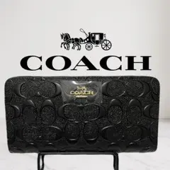 COACH ブラック レザー 長財布F53834アウトレット品