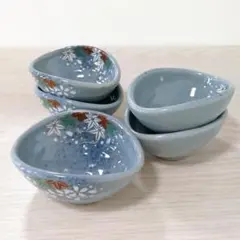 【未使用保管品】有田焼 清秀 食器 小鉢 紅葉 5個セット ブルー 青