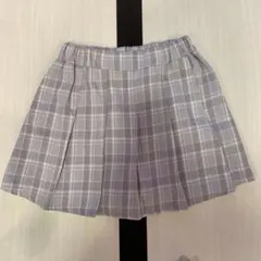 グレー系チェック プリーツスカート風キュロット