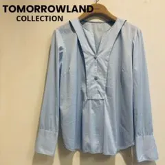 トゥモローランドコレクション　長袖シャツ キーネック スキッパーシャツ　水色