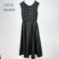 （セシルマクビー）チェック柄 ノースリーブワンピース Mサイズ