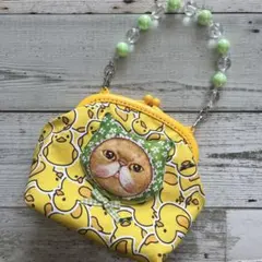 ★SALE★コヤンイサムチョン 持ち手付きがま口ポーチ ミニバッグ クム×アヒル