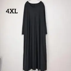 希少❣️ロングワンピース 4XL ブラック 黒 長袖 マキシ丈 大きいサイズ