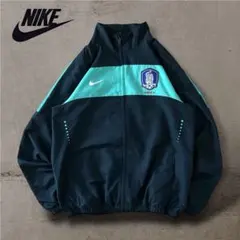 美品ナイキ韓国代表サッカーナイロンジャケット ウィンドブレーカー短丈ネイビー古着