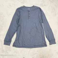 OLD NAVY ヘンリーネック 長袖シャツ くすみブルー XL