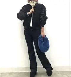 ミドルライズフレアデニムパンツ ブラック 73.0〜77.0cm