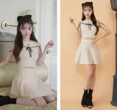 ダーリッチ　ウエストオープンストリングニットミニワンピース