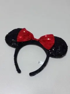 「Disney ミニーちゃん カチューシャ スパンコール ブラック」